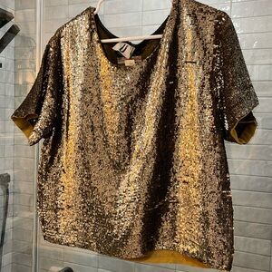 Gold sequin t-shirt style top